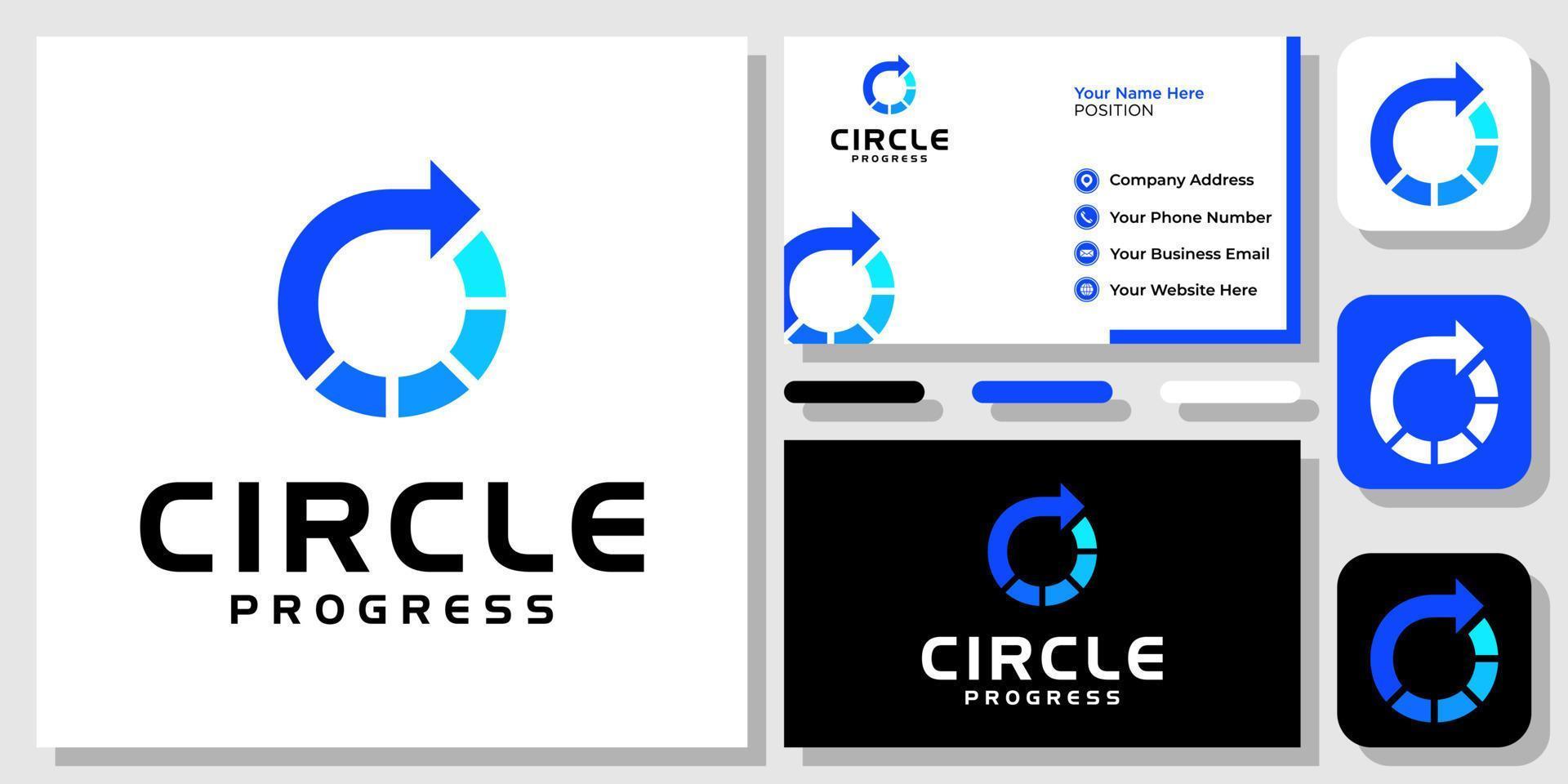 cercle progression flèche succès croissance gradient bleu création de logo moderne avec modèle de carte de visite vecteur