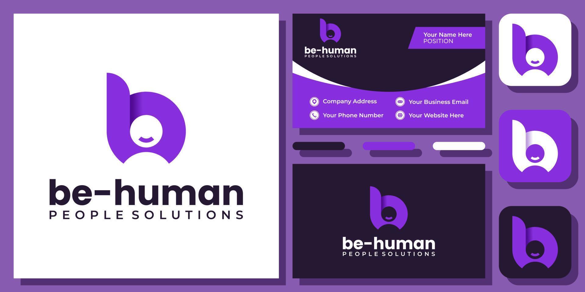 lettre initiale b personnes travail humain profil communautaire création de logo moderne avec modèle de carte de visite vecteur