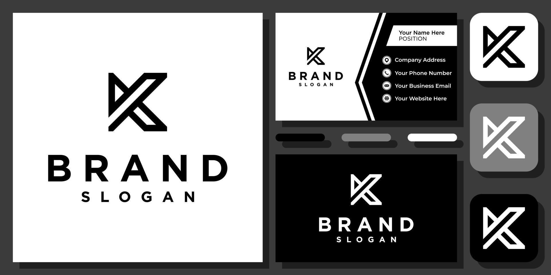 lettre initiale k abstrait simple création de logo vectoriel monogramme moderne minimal avec carte de visite