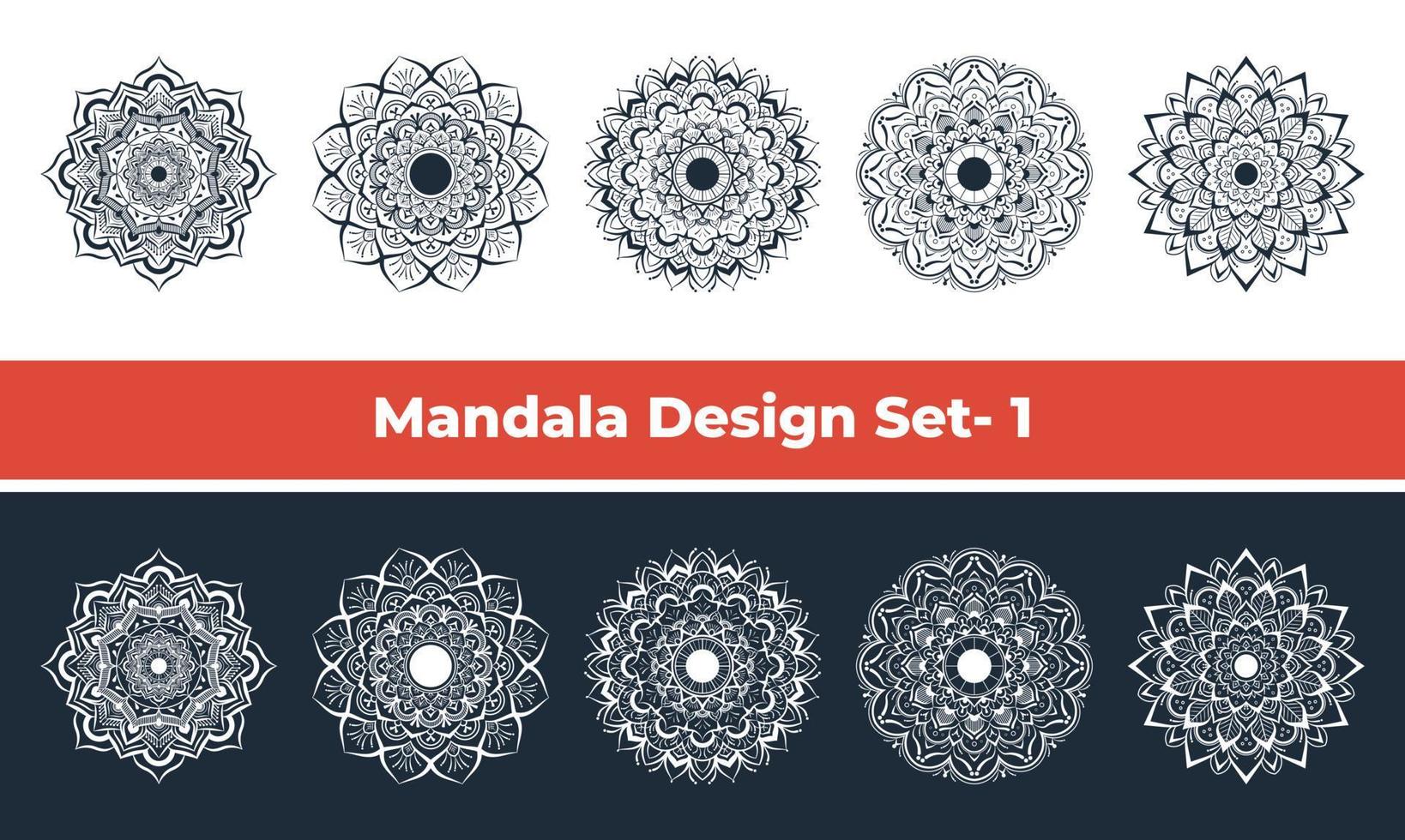 ensemble de mandala parfait pour tout type de design. décoration de cartes de mariages, anniversaires, fêtes indiennes et arabes. décoration ornementale de style islamique. vecteur