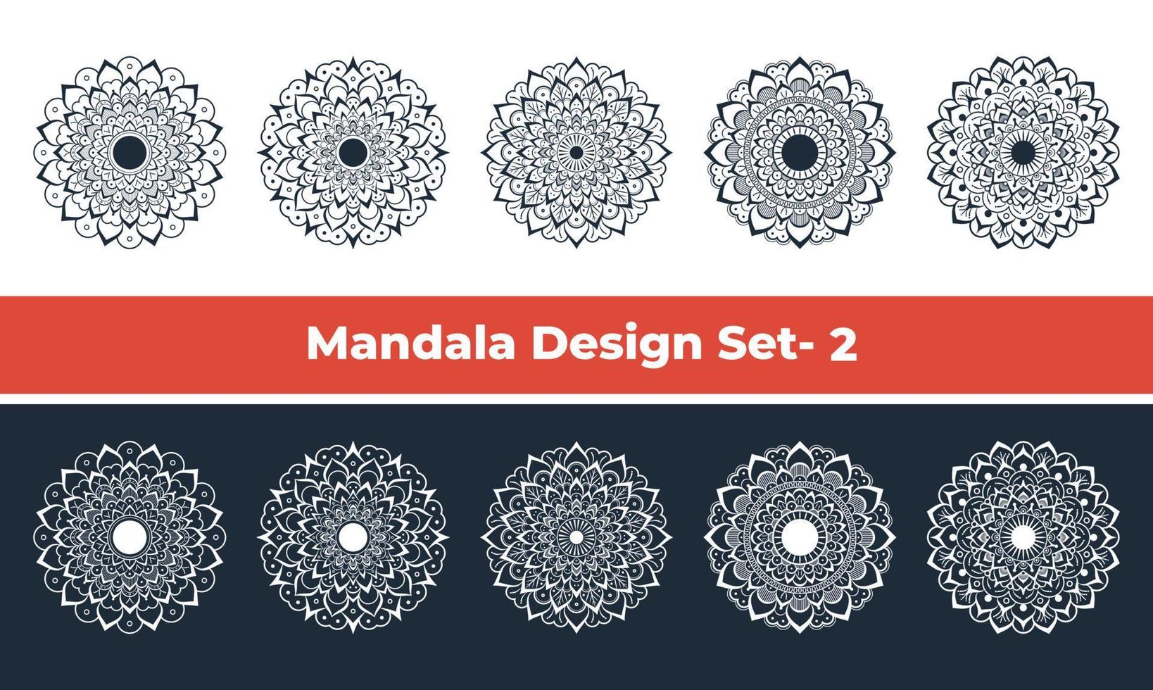 ensemble de mandala parfait pour tout type de design. décoration de cartes de mariages, anniversaires, fêtes indiennes et arabes. décoration ornementale de style islamique. vecteur