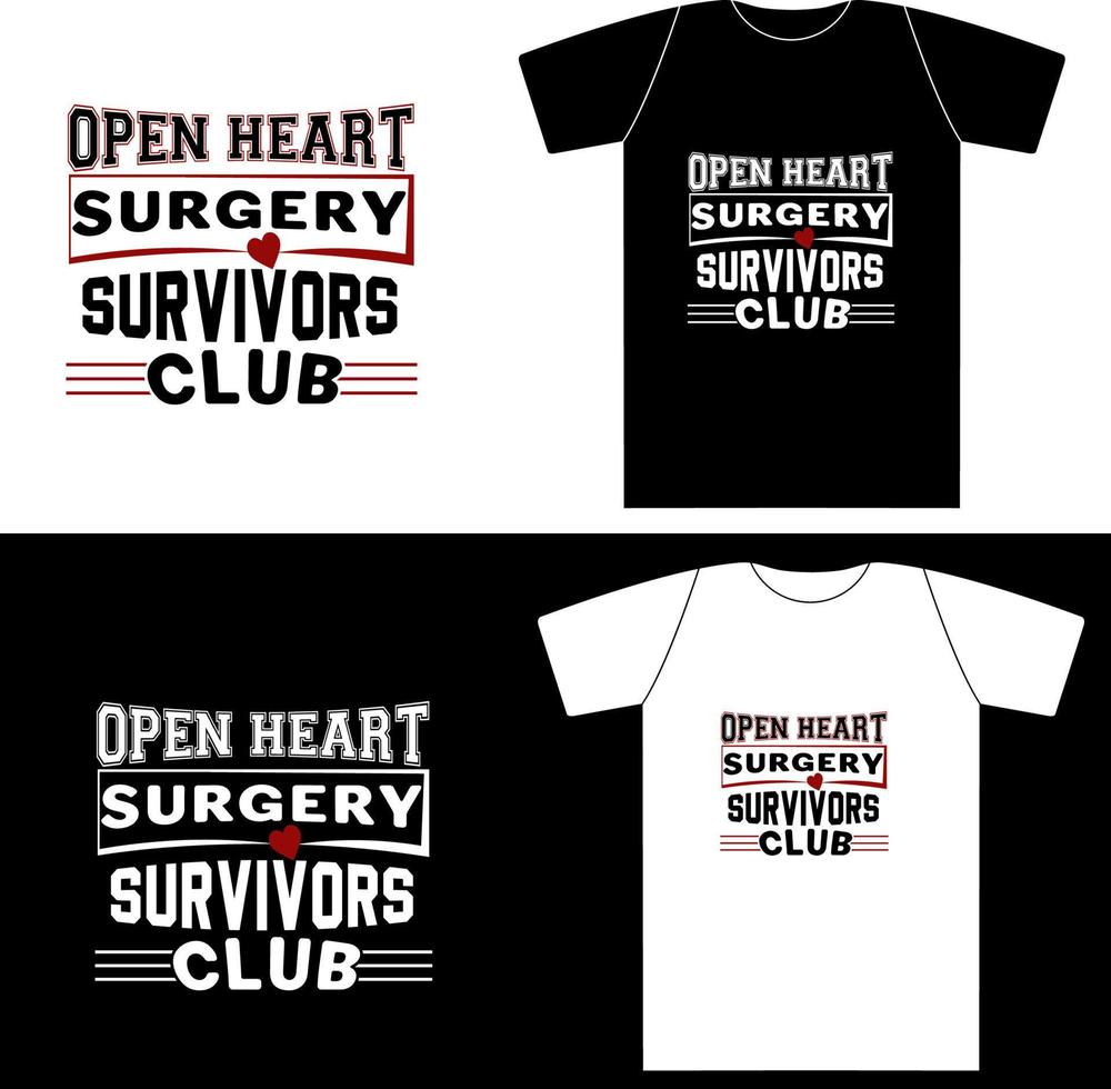 club de survivants de chirurgie à cœur ouvert, il peut être utilisé sur un t-shirt, des étiquettes, des icônes, un pull, un pull, un sweat à capuche, une tasse, un autocollant, vecteur