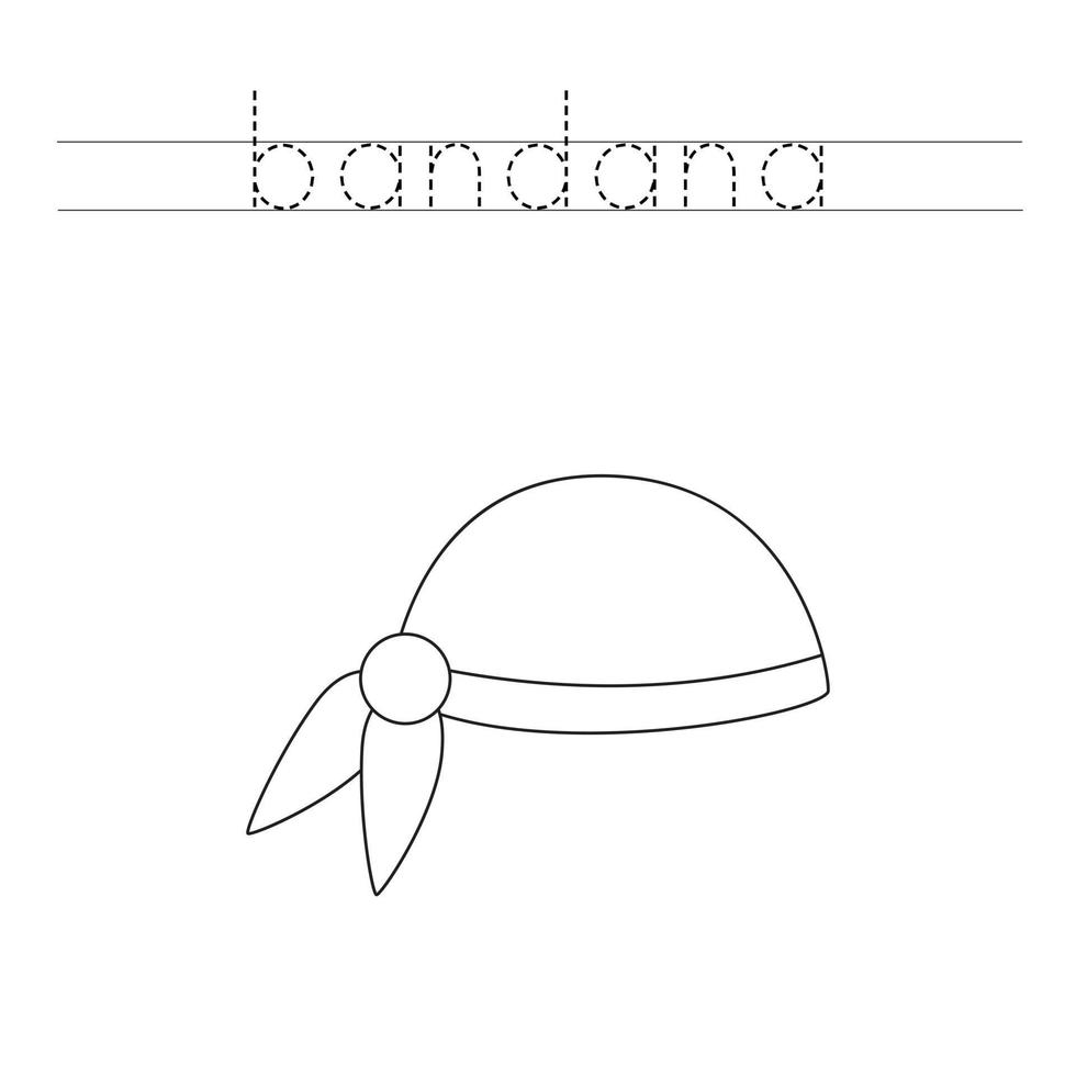 tracez les lettres et colorez le bandana. pratique de l'écriture manuscrite pour les enfants. vecteur