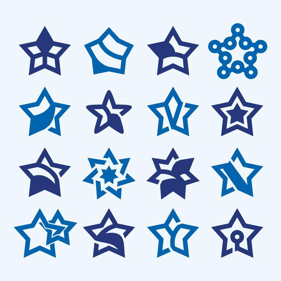 collection de logos de symbole d'étoile avec la couleur bleue vecteur