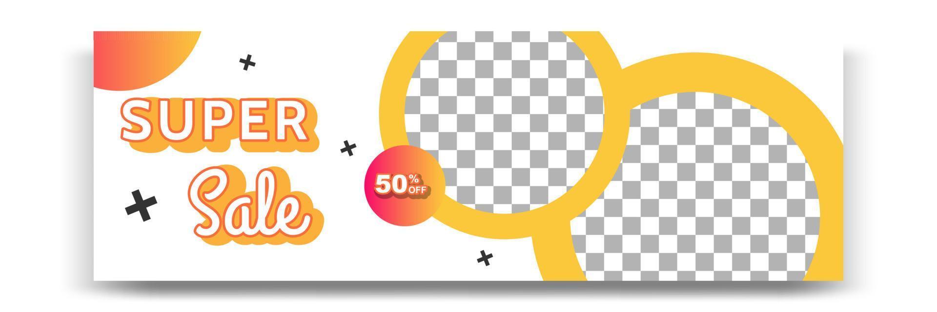 conception de modèle de bannière géométrique moderne dégradé abstrait en jaune, orange, blanc. adapté à la publicité et à la promotion dans les publications sur les réseaux sociaux, blog, web, couverture, en-tête. vecteur