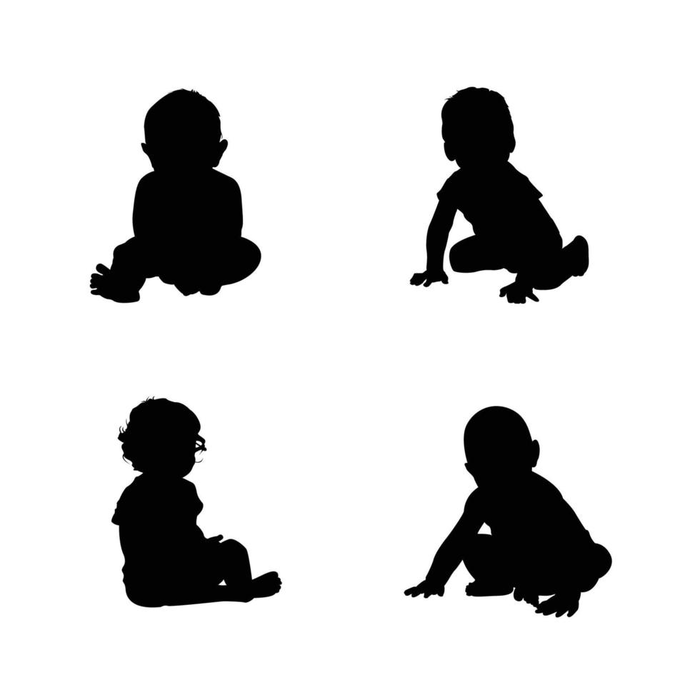 ensemble de silhouettes de bébé vecteur