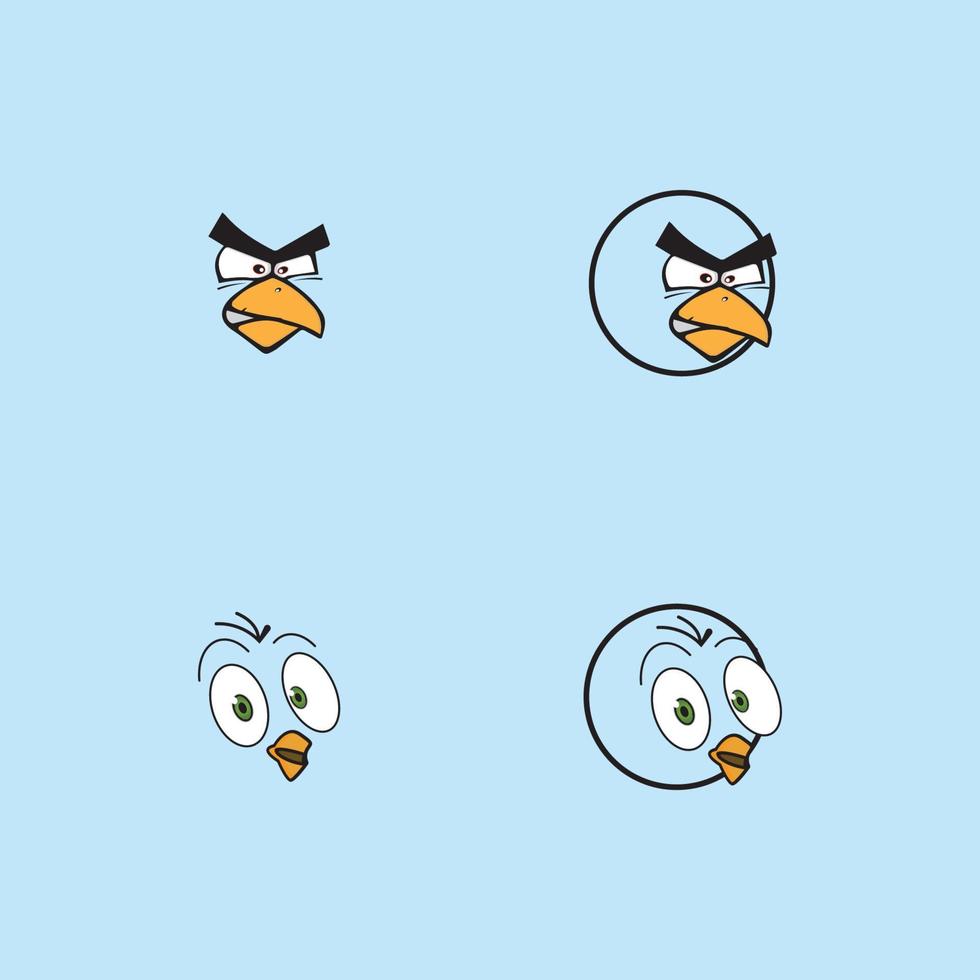 conception d'émoticônes de visage d'oiseau de dessin animé vecteur