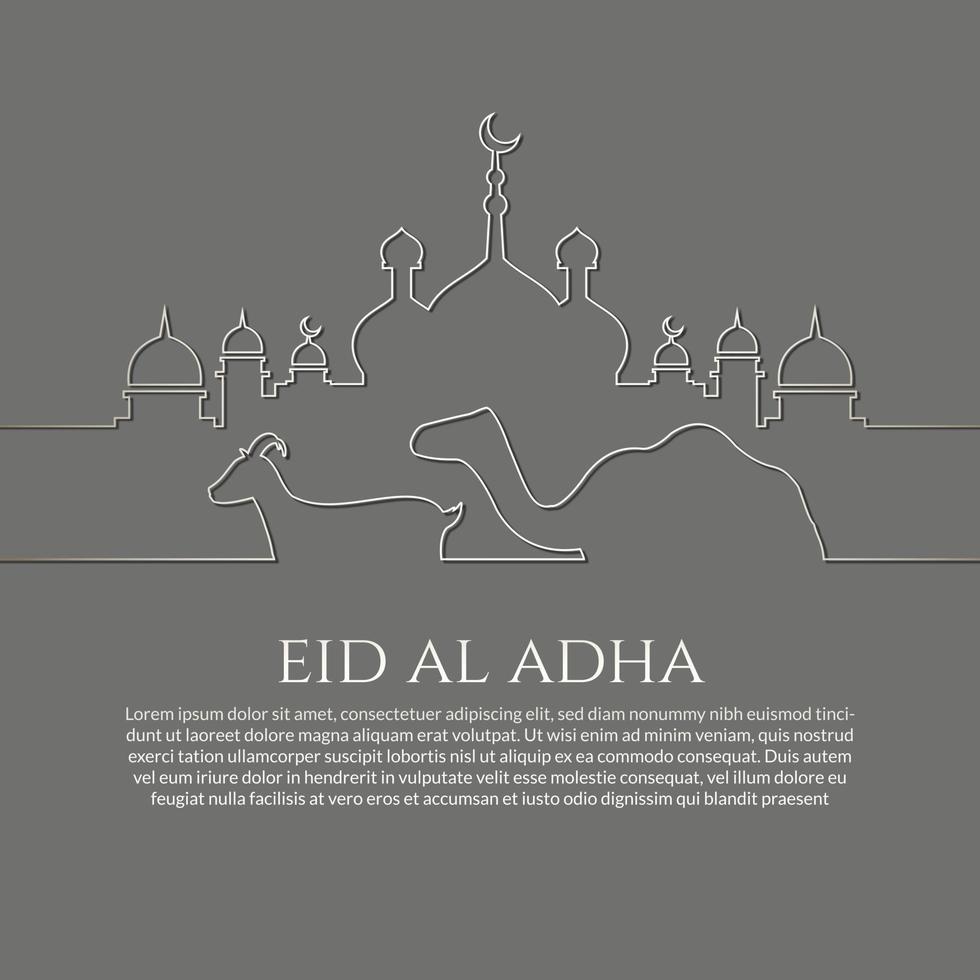 publication sur les réseaux sociaux eid al adha mubarak, bannière islamique, carte de voeux vecteur