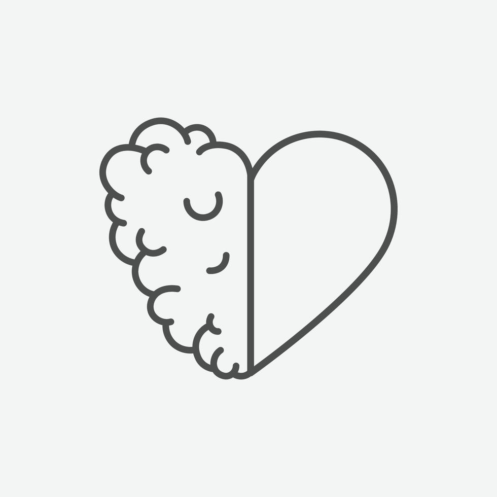 symbole de vecteur de coeur et de cerveau. signe de style linéaire pour le concept mobile et la conception web.