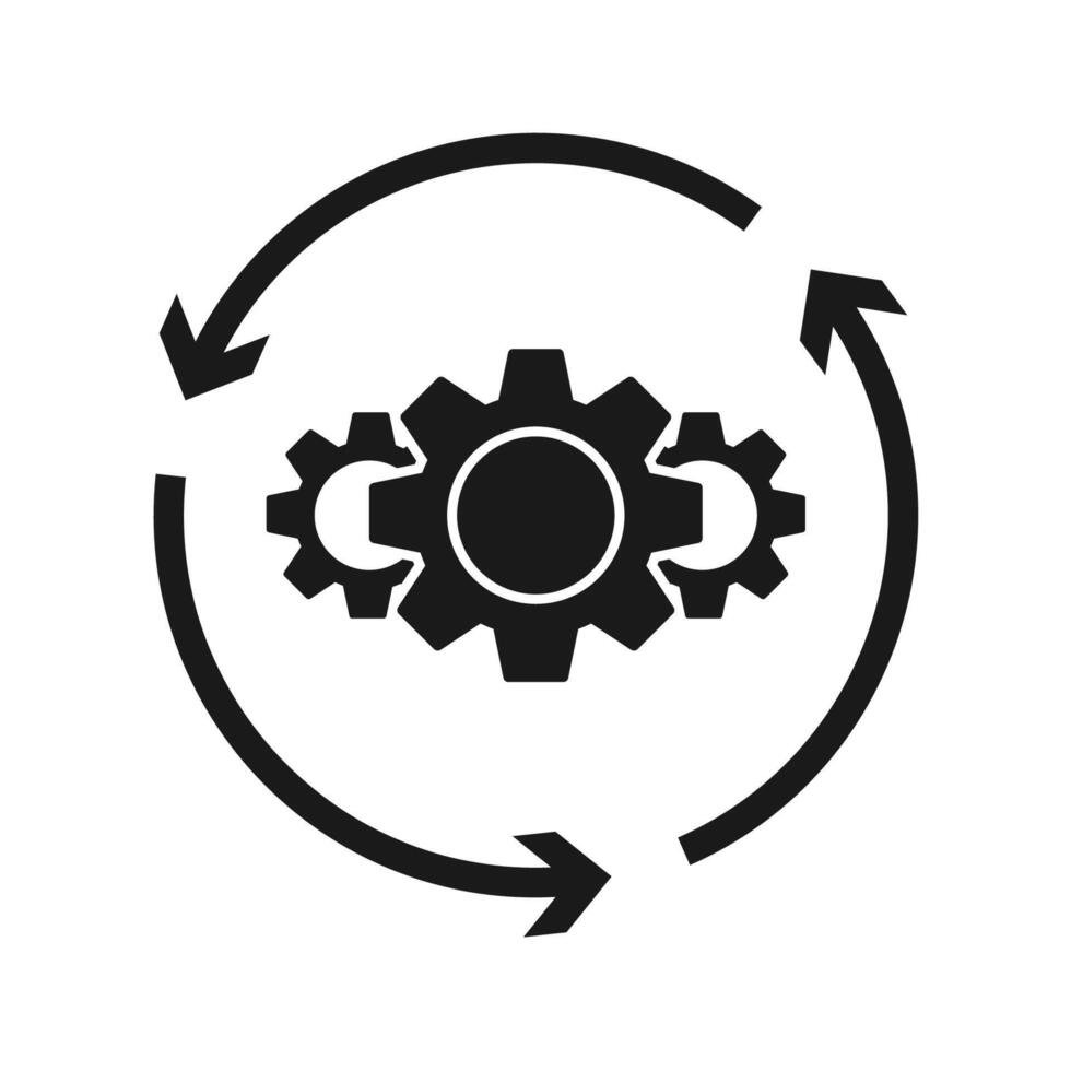 traiter le vecteur d'icône dans un style plat. signe de processus. symbole de la couleur des engrenages et des flèches modifiable.