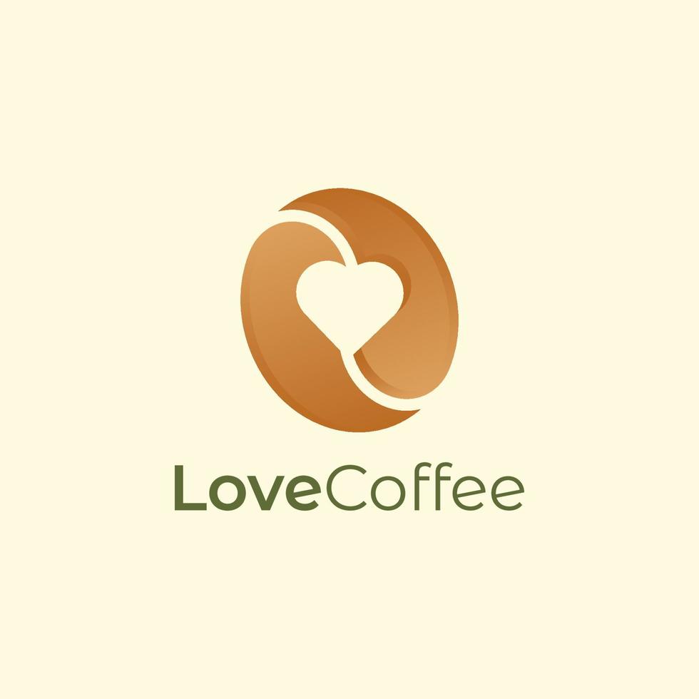 logo de café d'amour, logo de café de coeur vecteur