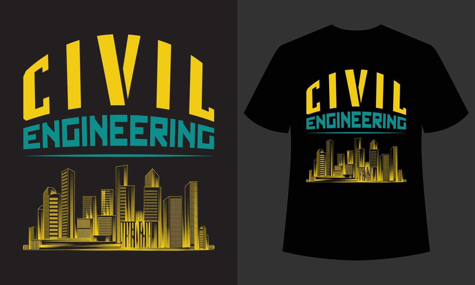 typographie de génie civil nouveau design de t-shirt vecteur