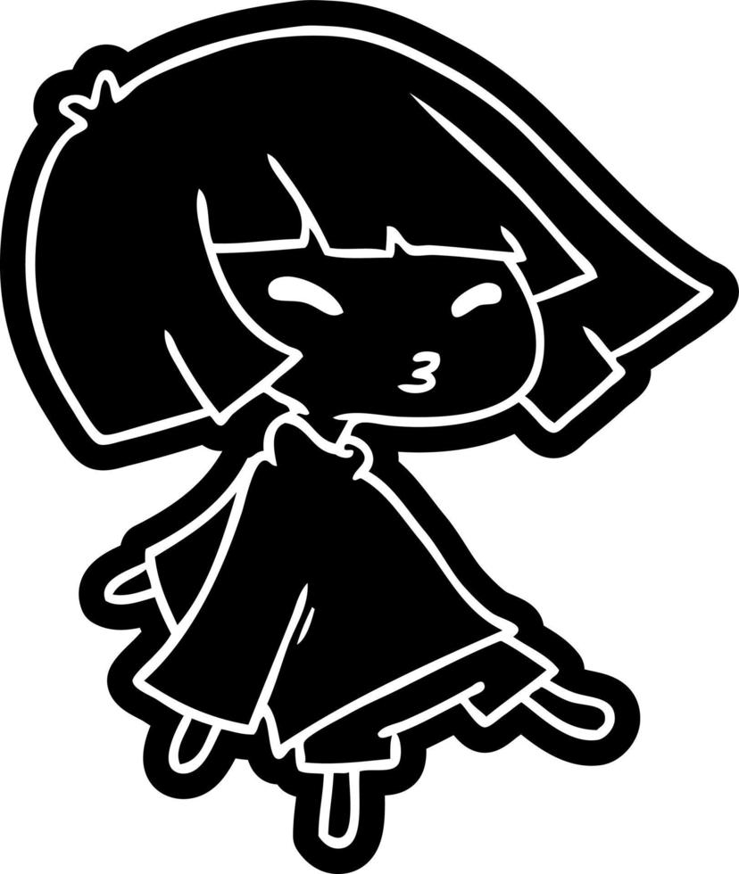 icône de dessin animé d'une jolie fille kawaii vecteur