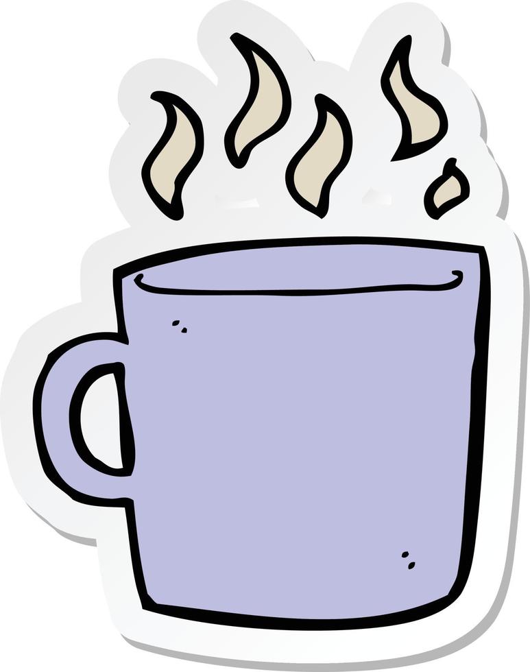 autocollant d'une tasse de café chaude de dessin animé vecteur