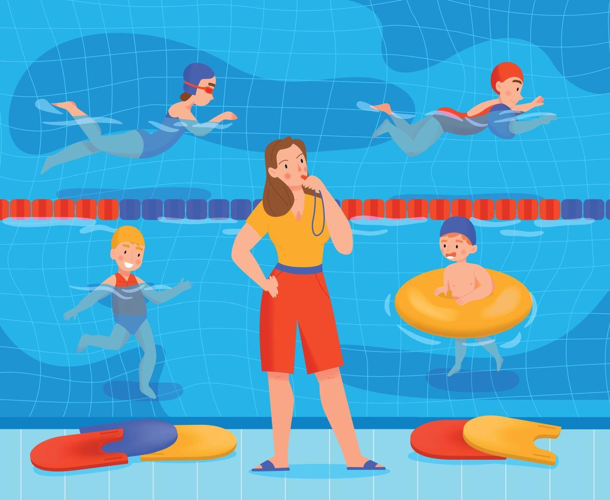 composition des cours de piscine pour enfants vecteur