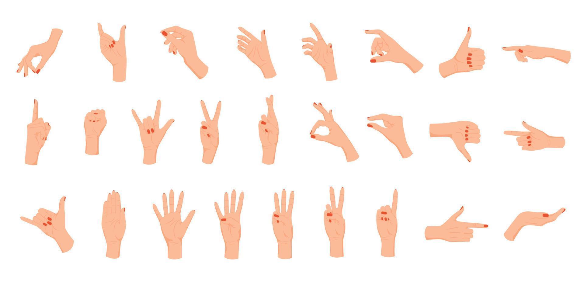 composition des gestes de la main féminine vecteur