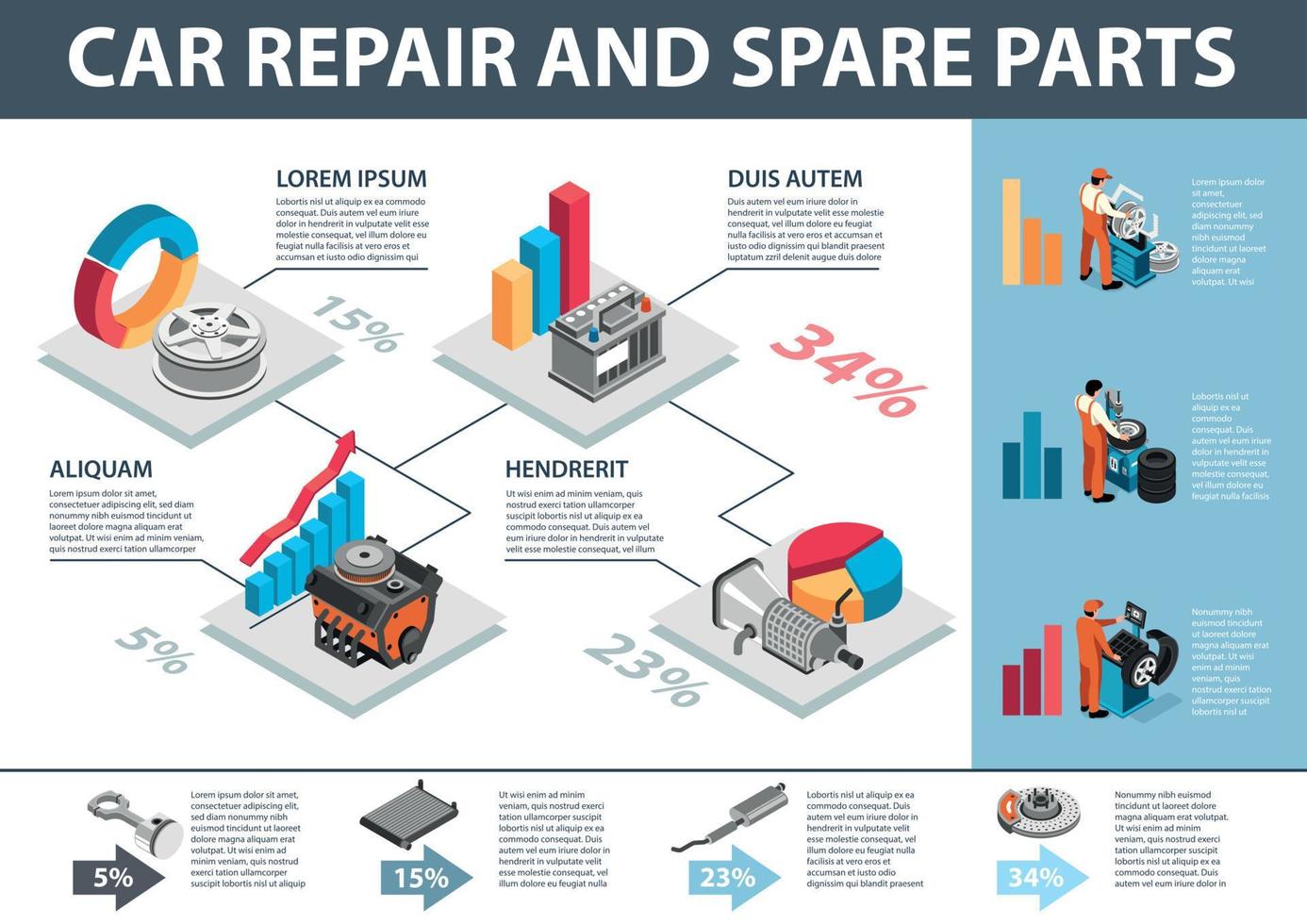 infographie de réparation de voiture isométrique vecteur