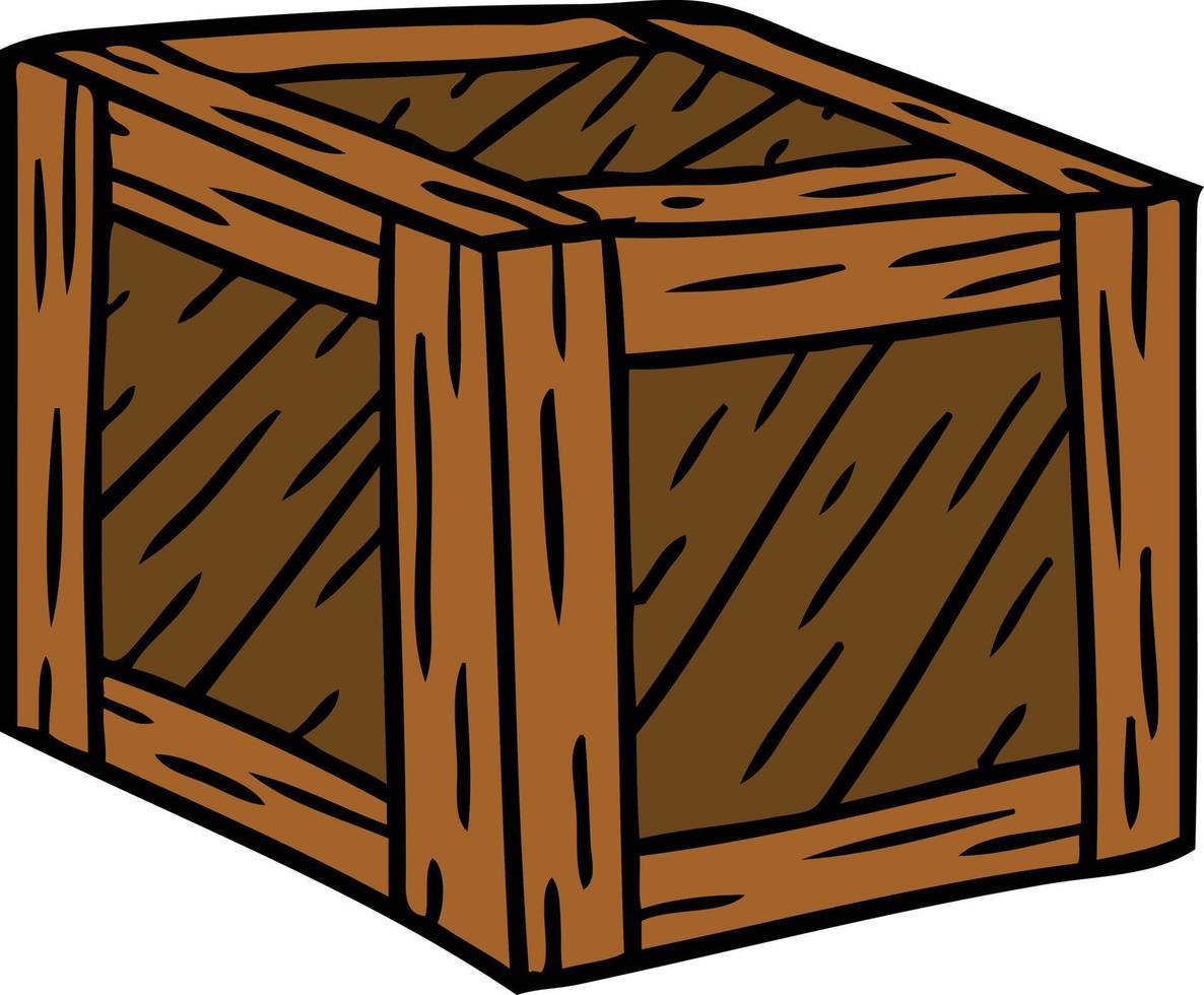 doodle de dessin animé d'une caisse en bois vecteur