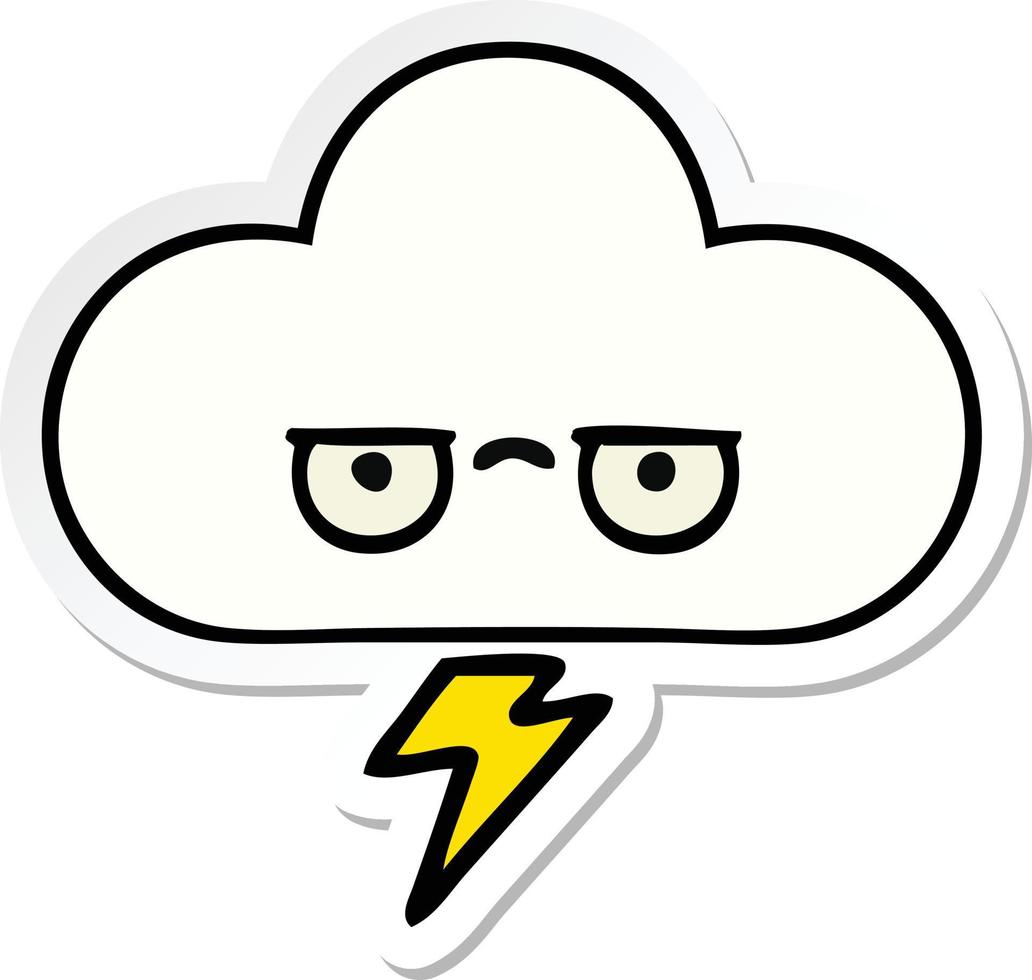 autocollant d'un nuage d'orage de dessin animé mignon vecteur