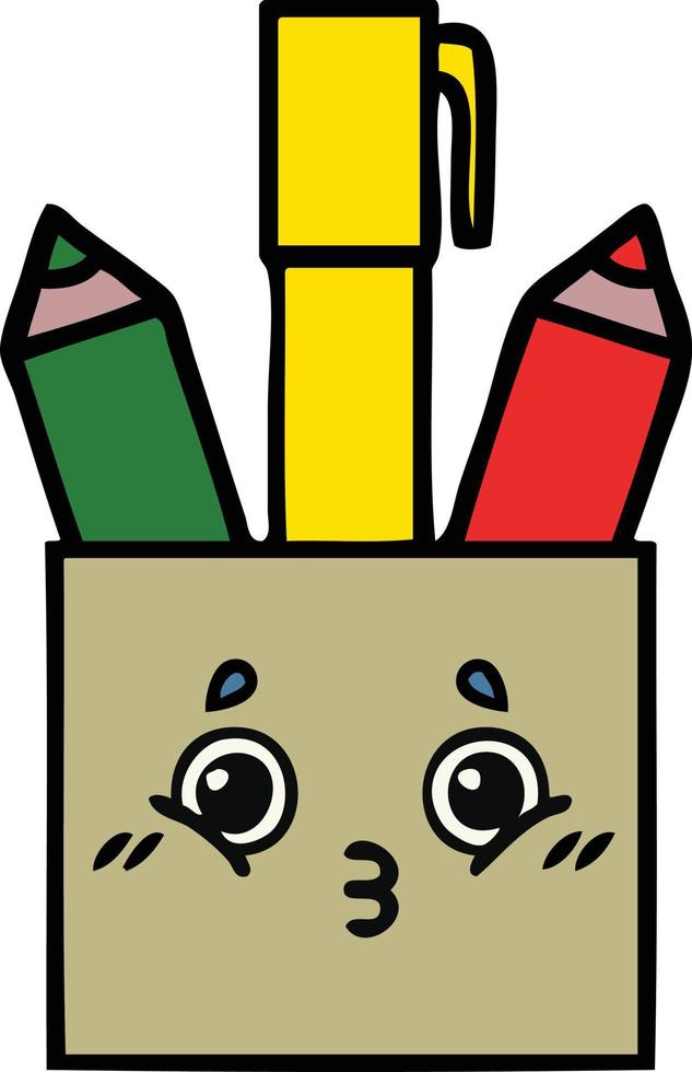 pot à crayons dessin animé mignon vecteur