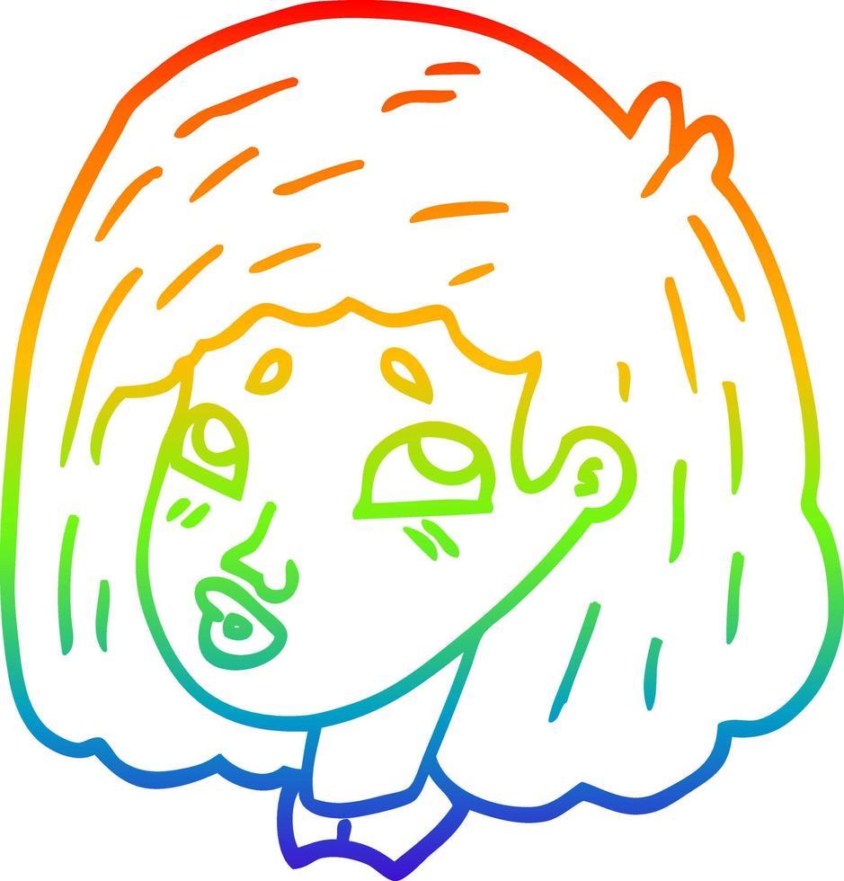 arc en ciel gradient ligne dessin dessin animé visage fille vecteur