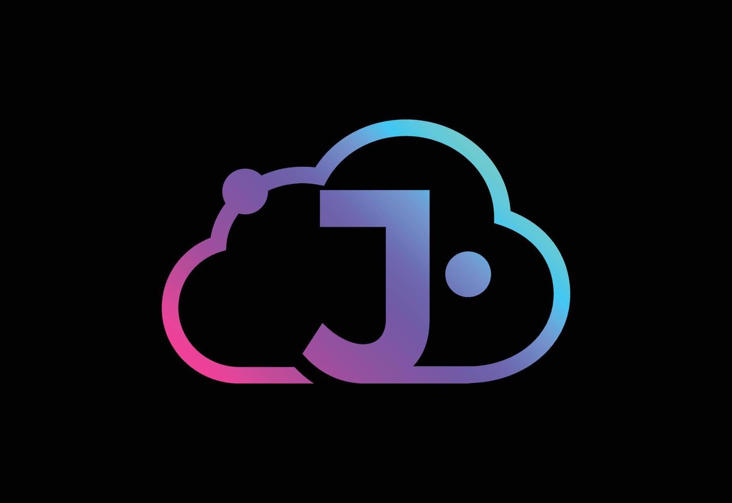 lettre initiale du monogramme j avec le nuage. logo du service informatique en nuage. logo de la technologie cloud vecteur