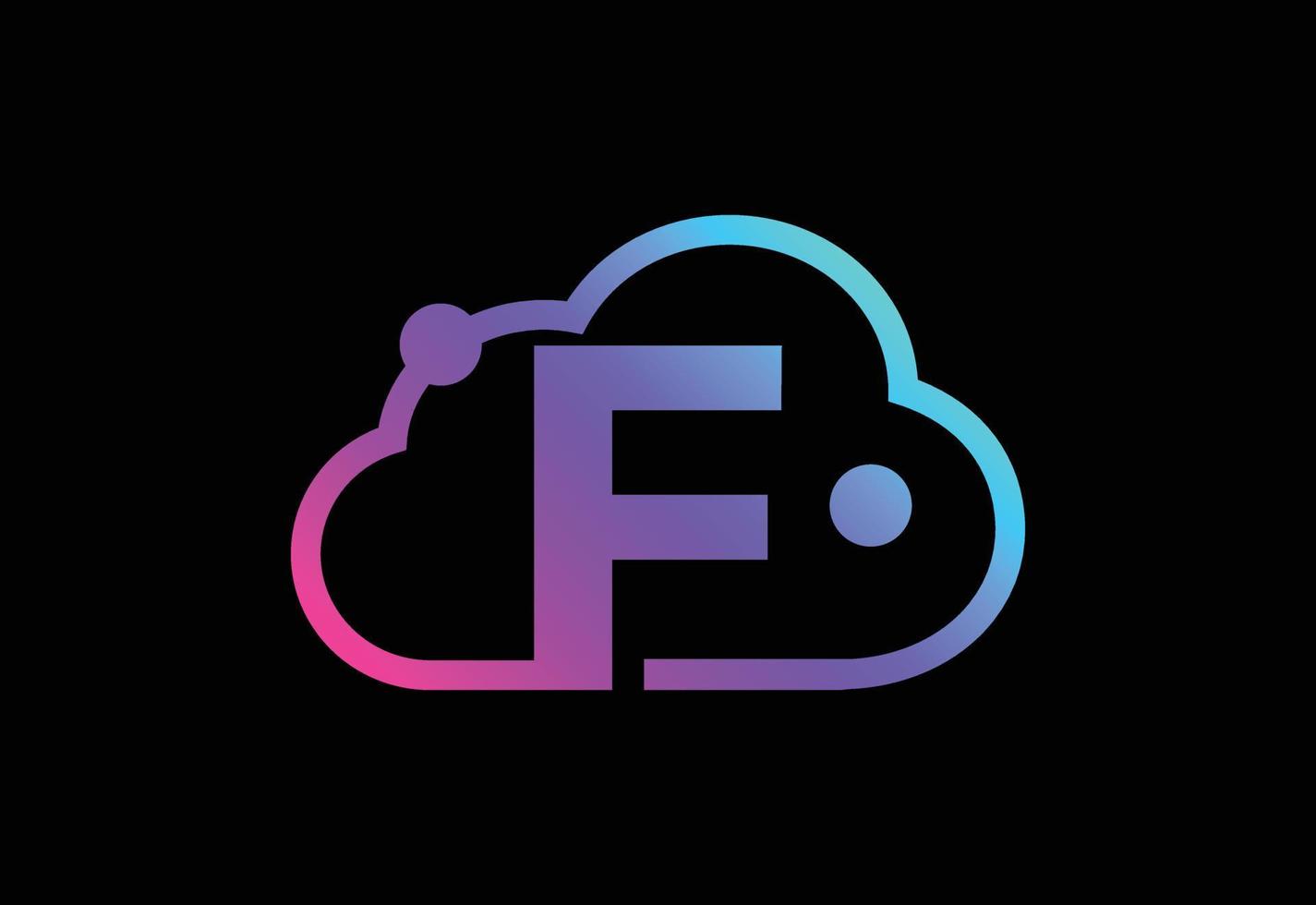 lettre initiale du monogramme f avec le nuage. logo du service informatique en nuage. logo de la technologie cloud vecteur