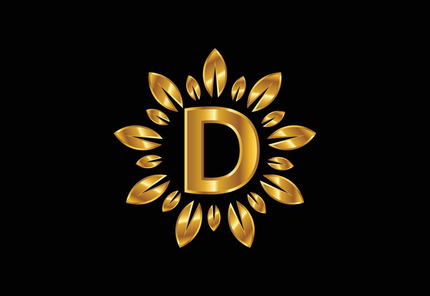 alphabet de lettre monogramme d initial avec couronne de feuilles dorées. concept de conception de logo de fleur vecteur