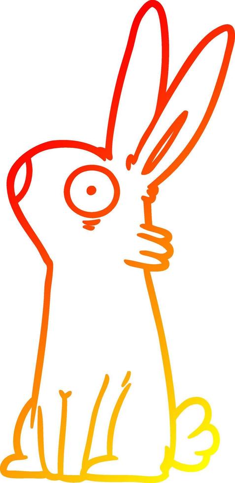 chaud gradient ligne dessin dessin animé lapin effrayé vecteur