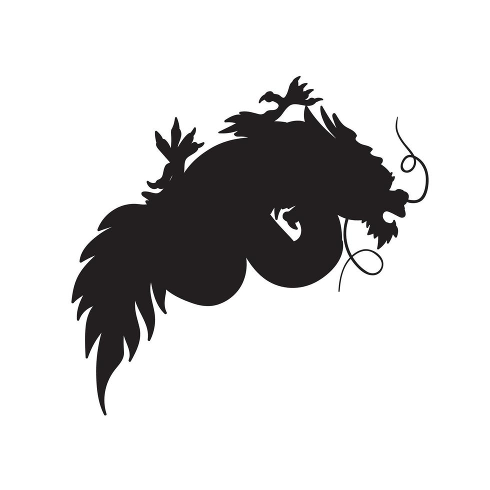 dragon mystique animal silhouette tatouage vecteur