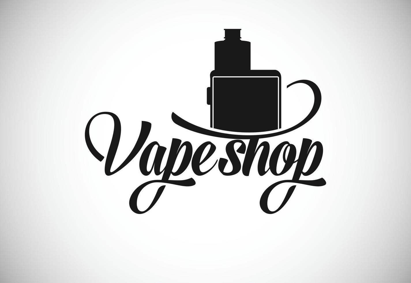 vape, modèle de conception de logo e-cigarette. vape shop vaporisateur électronique logo illustration vectorielle. vecteur