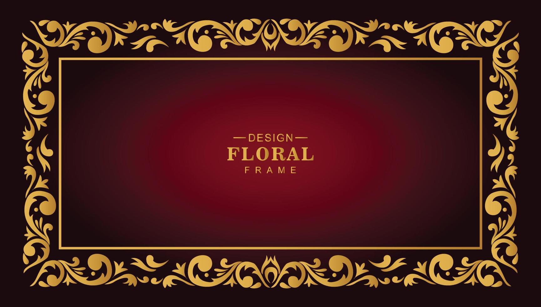 conception d'illustration de bordure de cadre floral doré artistique vecteur