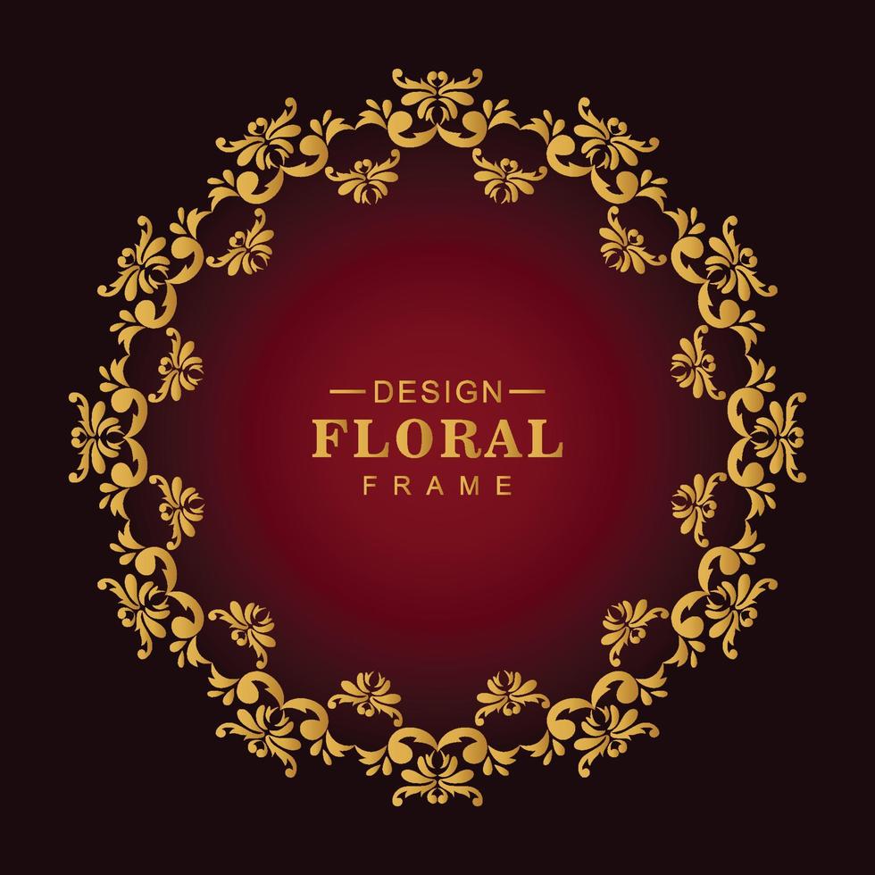 cadre floral de luxe doré classique fond rouge vecteur