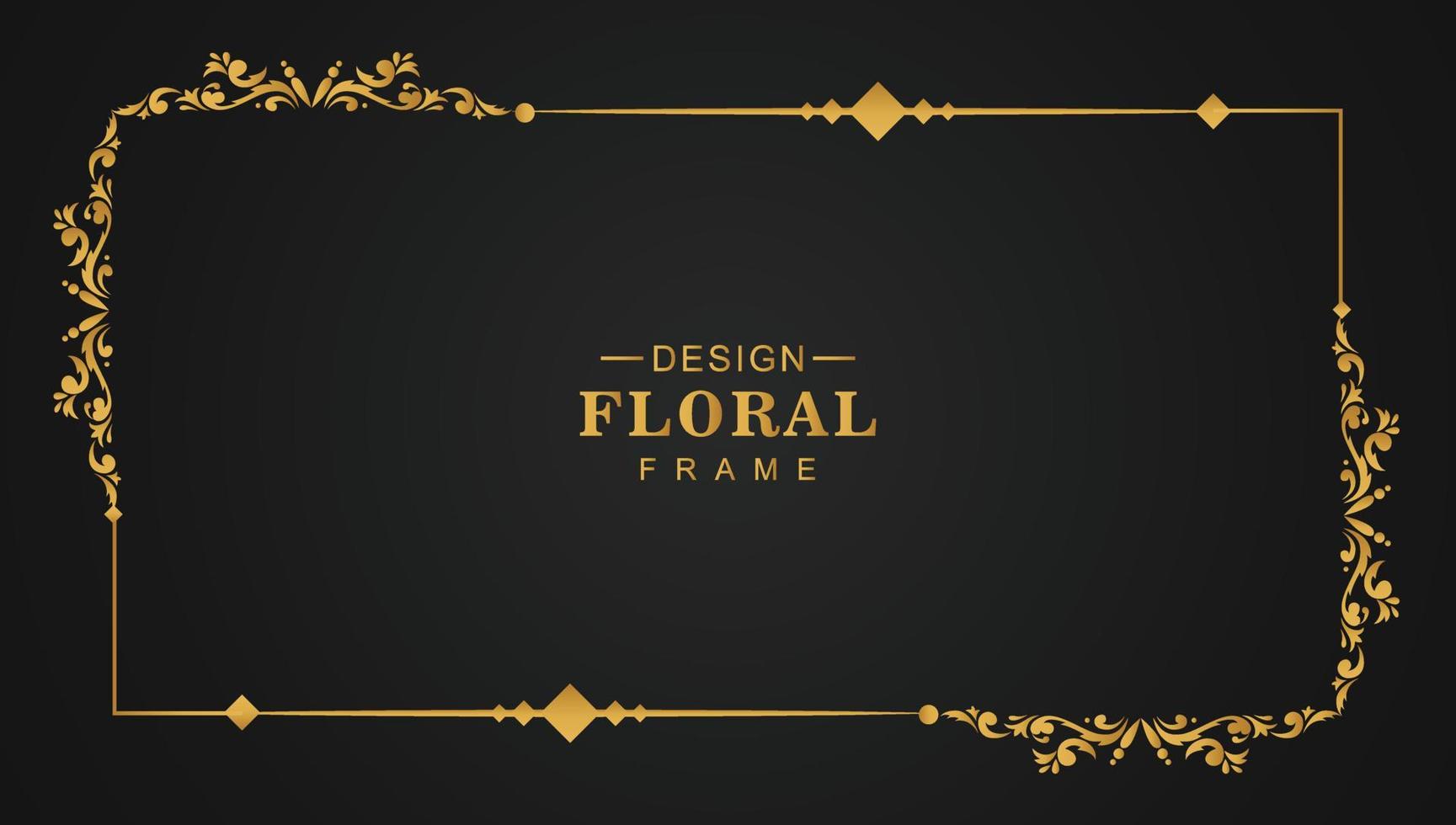élégant cadre de luxe floral ornemental doré vecteur