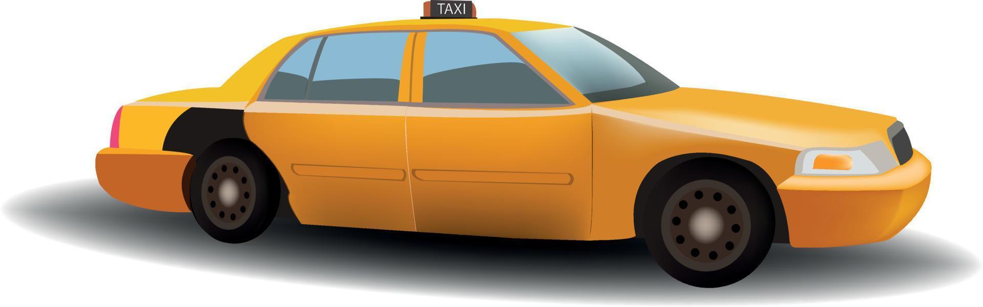 taxi jaune, véhicule typique de new york, dessiné sur fond blanc avec ombre. vecteur