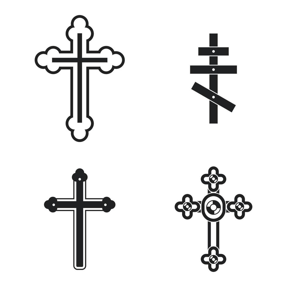 jeu d'icônes de croix, style simple vecteur
