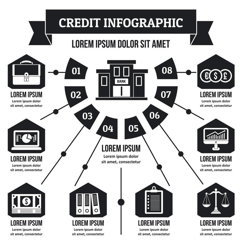 concept d'infographie de crédit, style simple vecteur