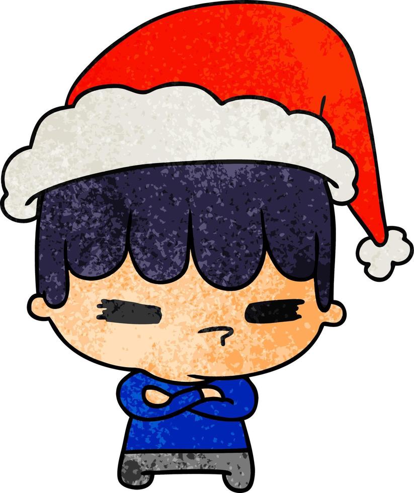 dessin animé texturé de noël de kawaii boy vecteur