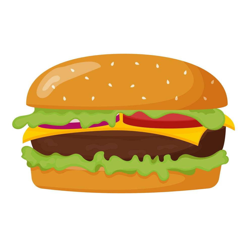 burger au fromage et tomates. l'alimentation de rue. illustration vectorielle plane vecteur