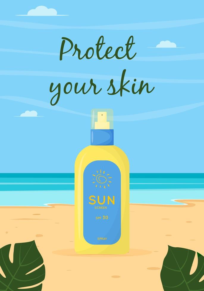 produit de soin de la peau. protection solaire, spray de protection uv. tube de produit solaire avec spf. cosmétique d'été. vecteur