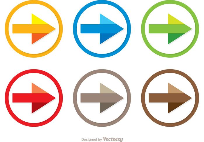 Vecteurs d'icône de flèche de prochaine étape colorés vecteur