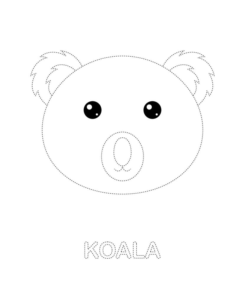 feuille de travail de traçage de koala pour les enfants vecteur