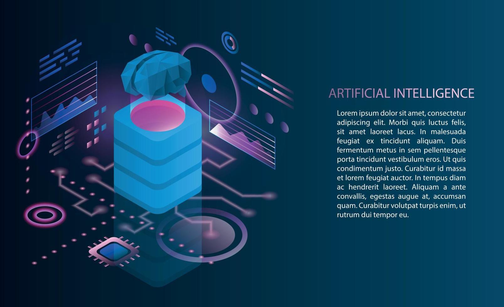 bannière de concept d'intelligence artificielle, style isométrique vecteur