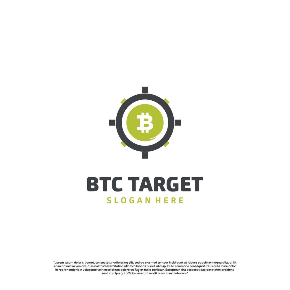 logo de chasse bitcoin, bitcoin avec concept de logo de portée de tireur d'élite vecteur