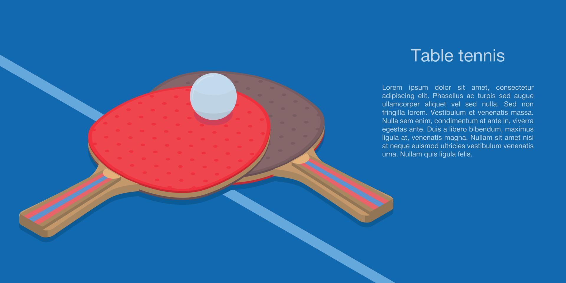 bannière de concept de tennis de table, style isométrique vecteur