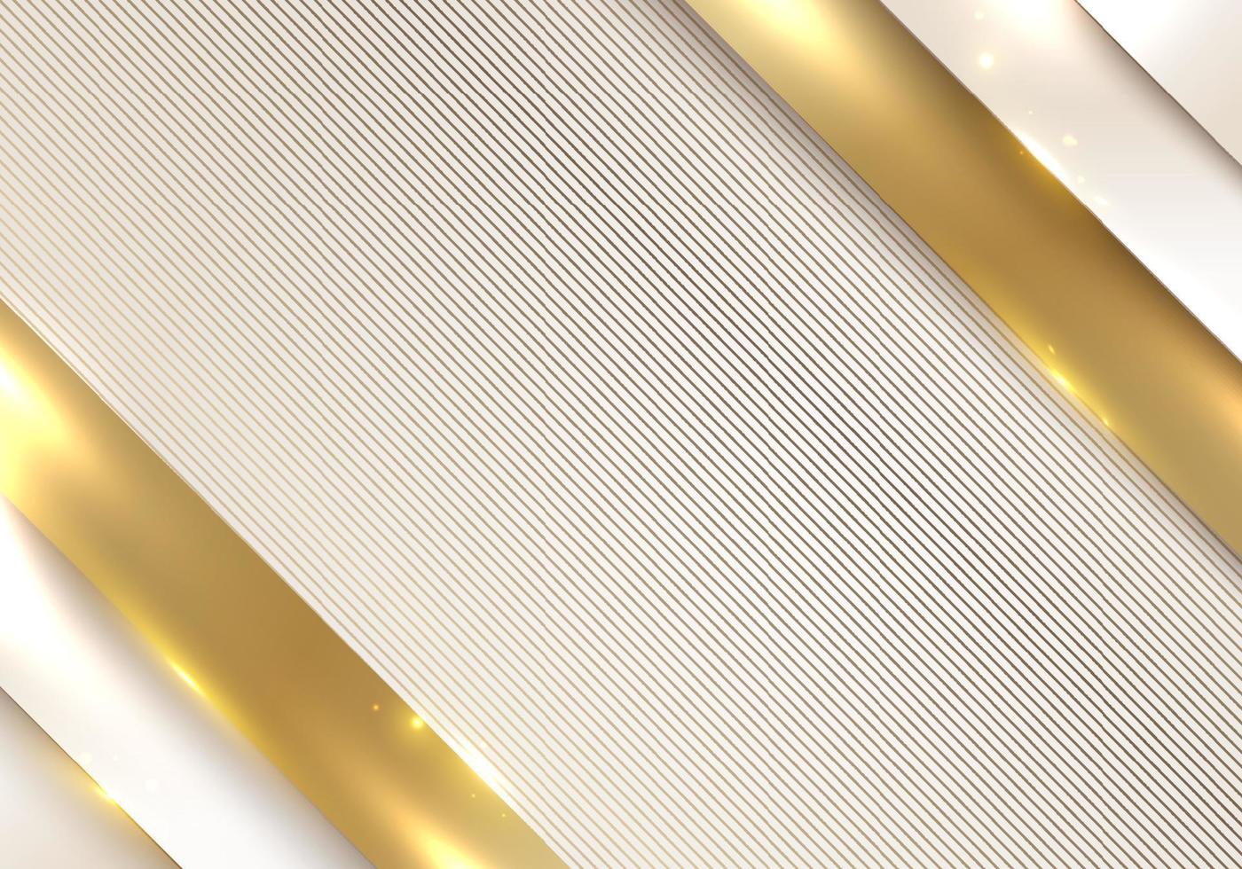 fond abstrait blanc et or motif de rayures de couche diagonale avec éclairage scintillant décoration style de luxe vecteur