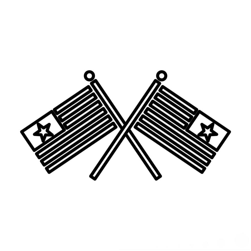 drapeaux américains croisés icône dans le style de ligne vecteur