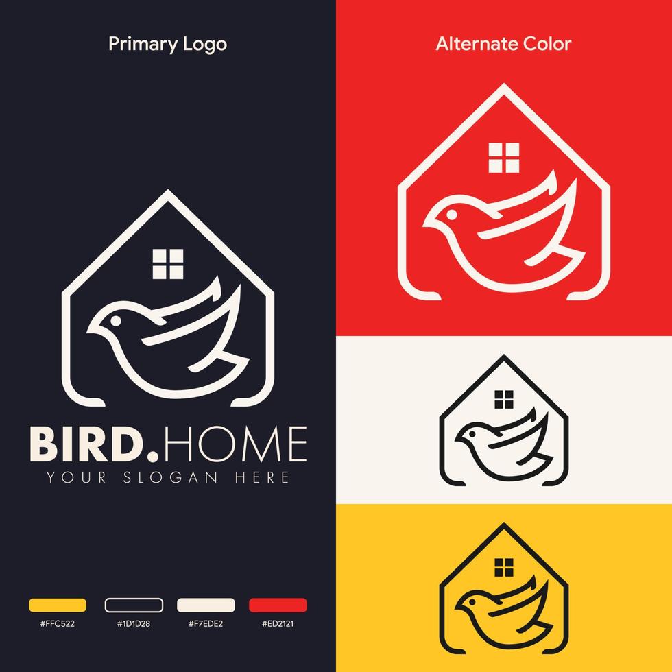 création de logo de maison d'oiseau simple vecteur