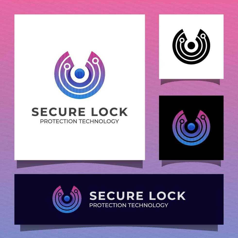 système de technologie de verrouillage sécurisé logo style d'art en ligne vecteur
