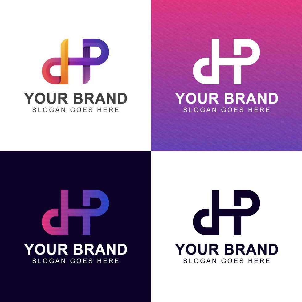 conception initiale du logo de la lettre dp ou dhp pour votre marque vecteur
